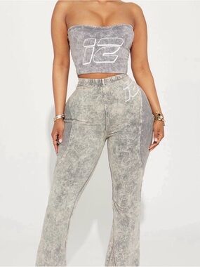 Gray Marble Set - Print Tube Top & Matching Bottoms - Size Medium